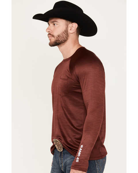 Image #2 - RANK 45® Men's Long Sleeve Performance T-Shirt, Wine, hi-res