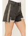 Image #2 - Blue B Women's High Rise Rhinestone Side Chain Fringe Denim Shorts, Charcoal, hi-res