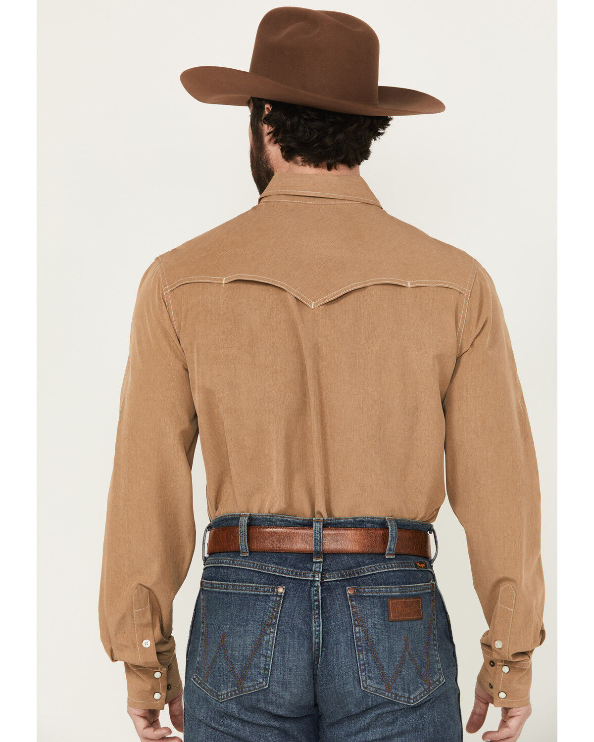 Image #4 - Cinch Men's Solid Long Sleeve Snap Western Performance Shirt, Brown, hi-res