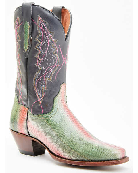Image #1 - Dan Post Women's Exotic Watersnake Skin Western Boots - Square Toe, Green, hi-res