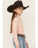 Image #3 - Shyanne Girls' Solid Rhinestone Fringe Long Sleeve Pearl Snap Stretch Western Shirt, Light Pink, hi-res