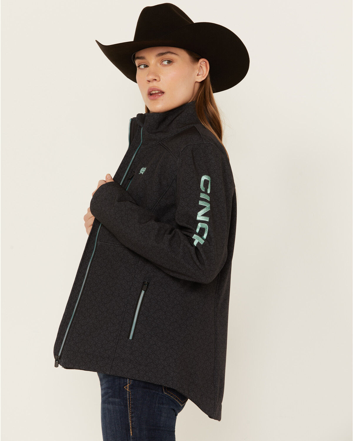 Image #2 - Cinch Women's Bonded Zip-Up Jacket, Black, hi-res