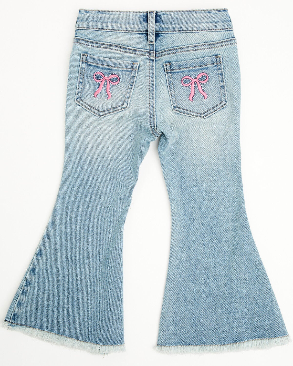 Shyanne Toddler Girls' Light Wash Lacey Bow Embroidered Flare Stretch Denim Jeans, Light Wash, hi-res