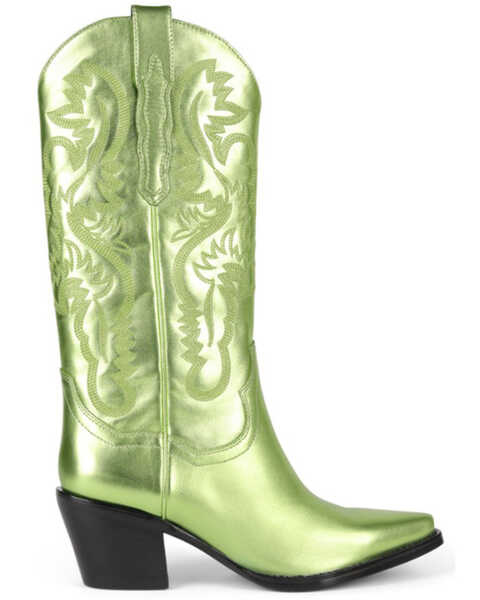 Image #2 - Jeffrey Campbell Women's Dagget Metallic Western Boots - Snip Toe , Green, hi-res