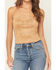 Image #3 - Originality Women's Faux Suede Boot Stitch Strapless Corset, Camel, hi-res