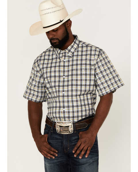 RANK 45 Men's Sponsor Plaid Print Short Sleeve Button Down Western Shirt , Multi, hi-res