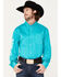 Image #1 - RANK 45® Men's Solid Long Sleeve Button-Down Snap Shirt, Teal, hi-res