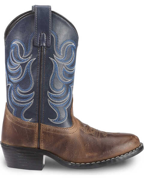 Image #2 - Cody James Boys' Two-Tone Embroidered Western Boots - Round Toe, Brown, hi-res