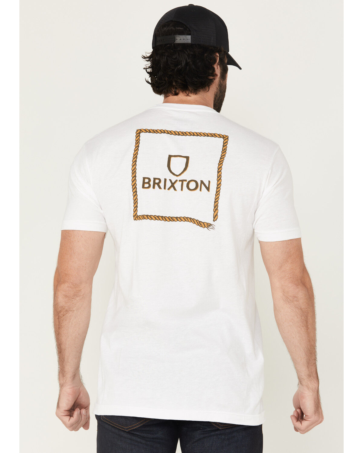 Image #1 - Brixton Men's Boot Barn Exclusive Alpha Square Lasso Short Sleeve Graphic T-Shirt, White, hi-res