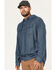 Image #2 - Brothers and Sons Men's Striped Pullover Hooded Long Sleeve Western Flannel Shirt , Blue, hi-res