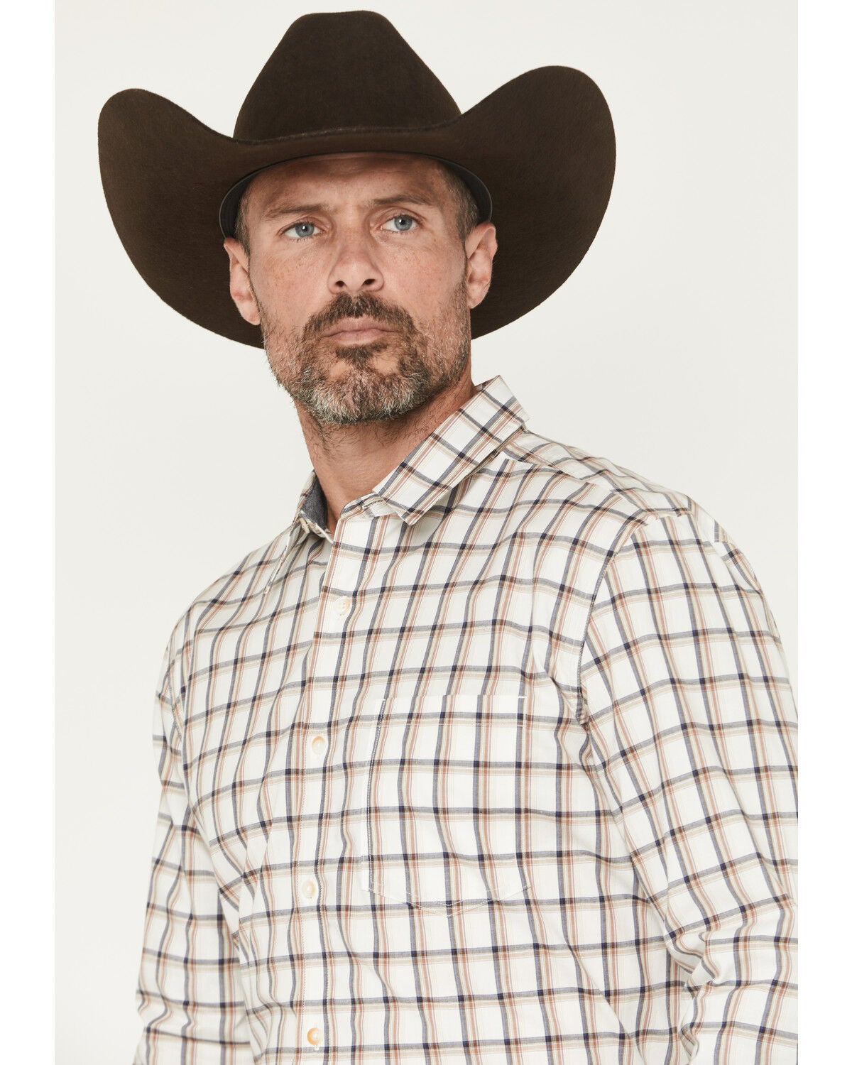 Image #2 - Cody James Men's Vista Range Plaid Print Long Sleeve Button-Down Western Shirt, White, hi-res