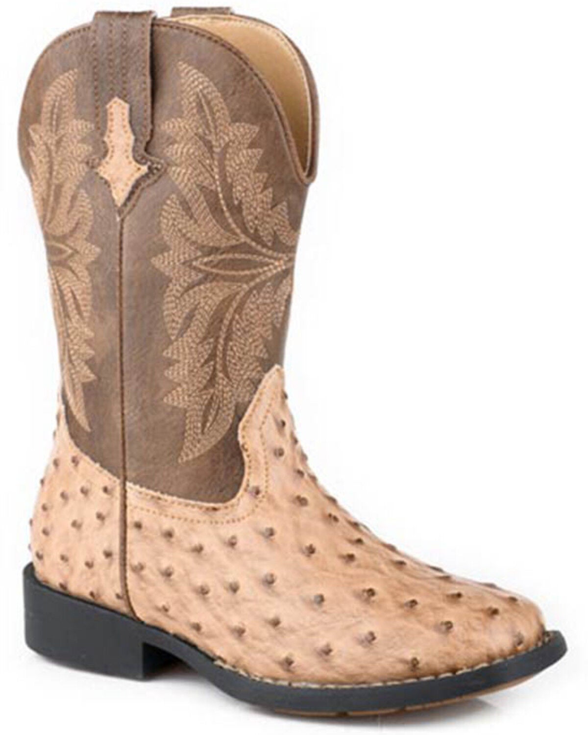 Roper Boys' Jed Western Boots - Broad Square Toe, Tan, hi-res