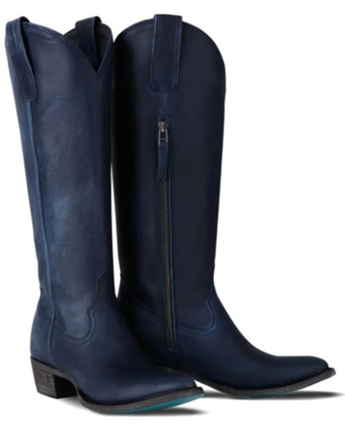 Image #1 - Lane Women's Plain Jane Tall Western Boots - Round Toe, Navy, hi-res