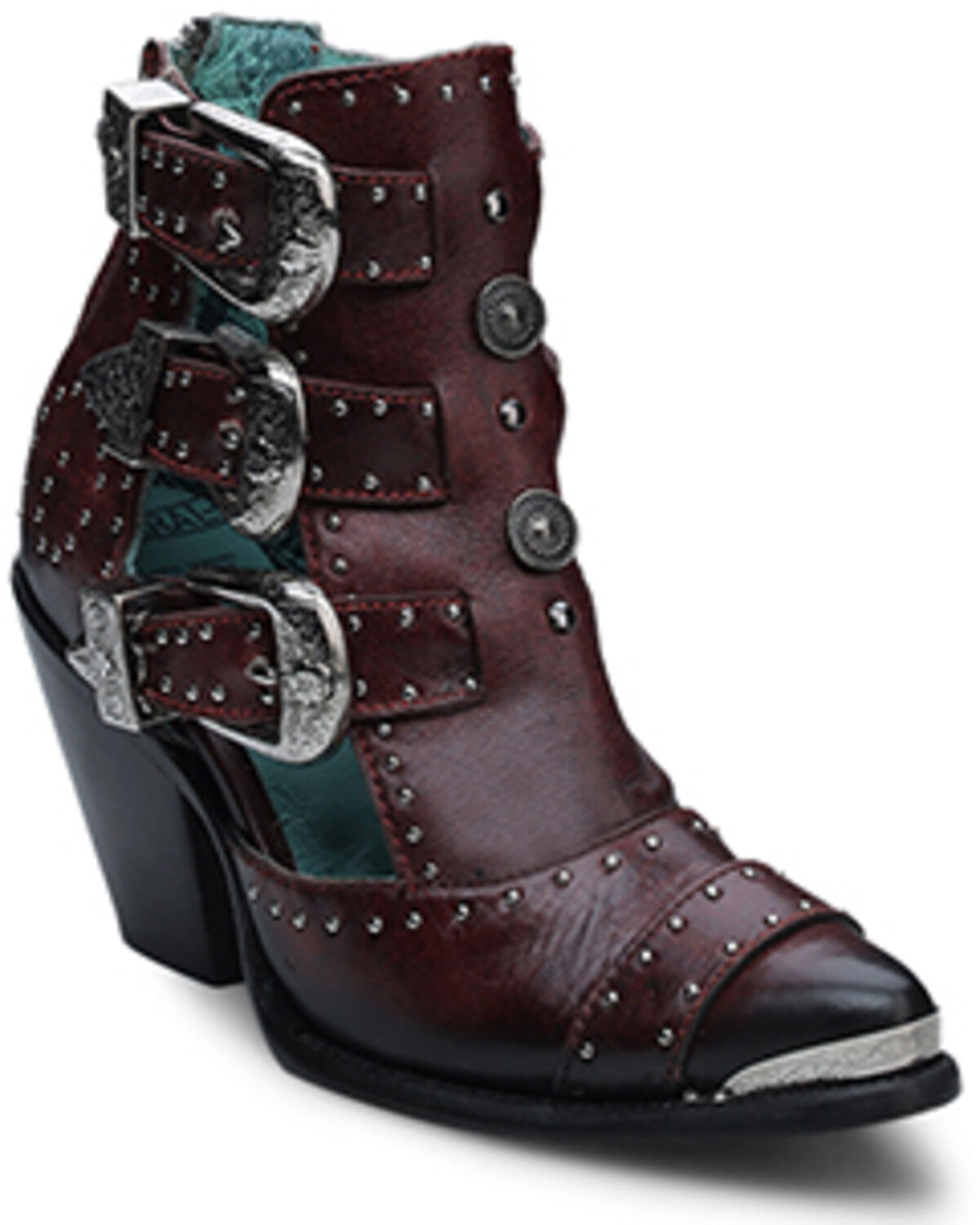 Image #1 - Corral Women's Studded Fashion Booties - Round Toe, Red, hi-res