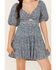 Image #3 - Angie Women's Ditsy Floral Print Tie Front Mini Dress, Blue, hi-res