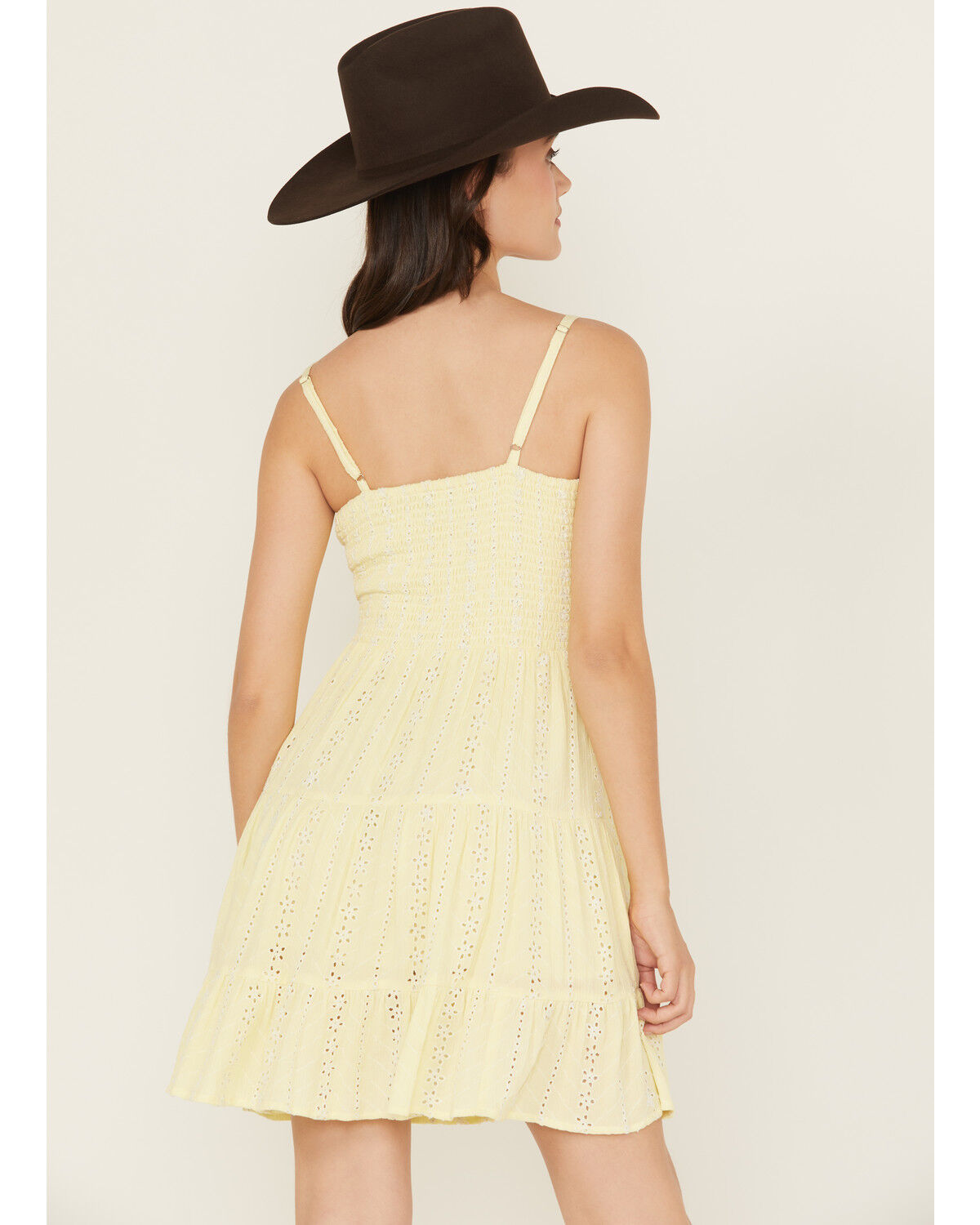 Image #4 - Angie Women's Eyelet Sleeveless Mini Dress, Yellow, hi-res