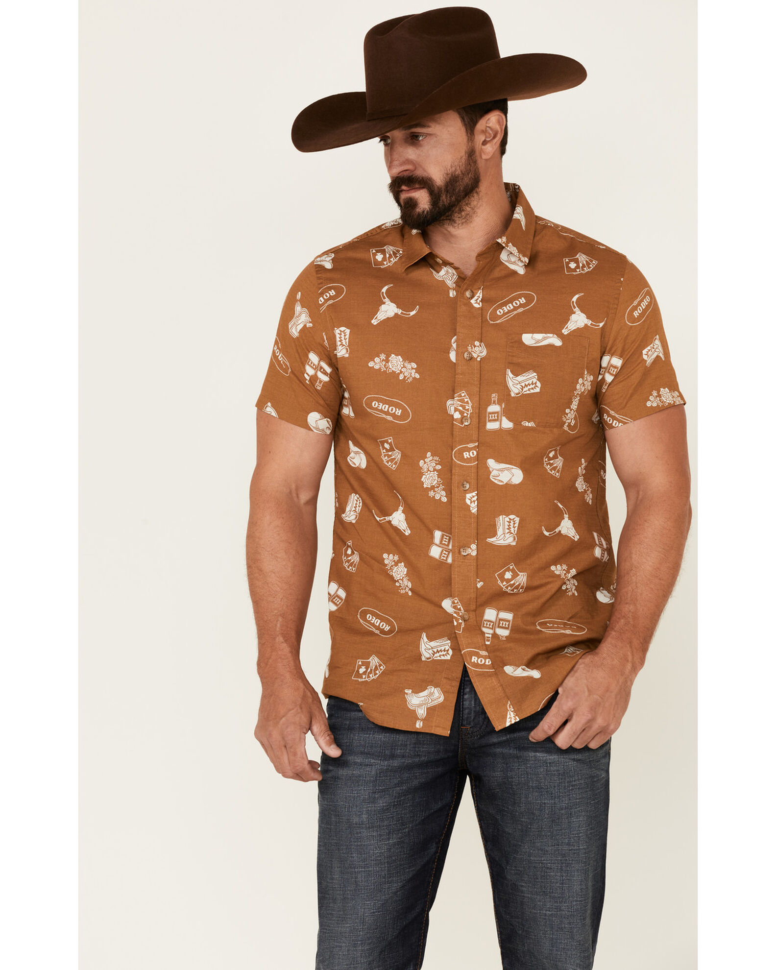 Mens short sleeve western dress shop shirts