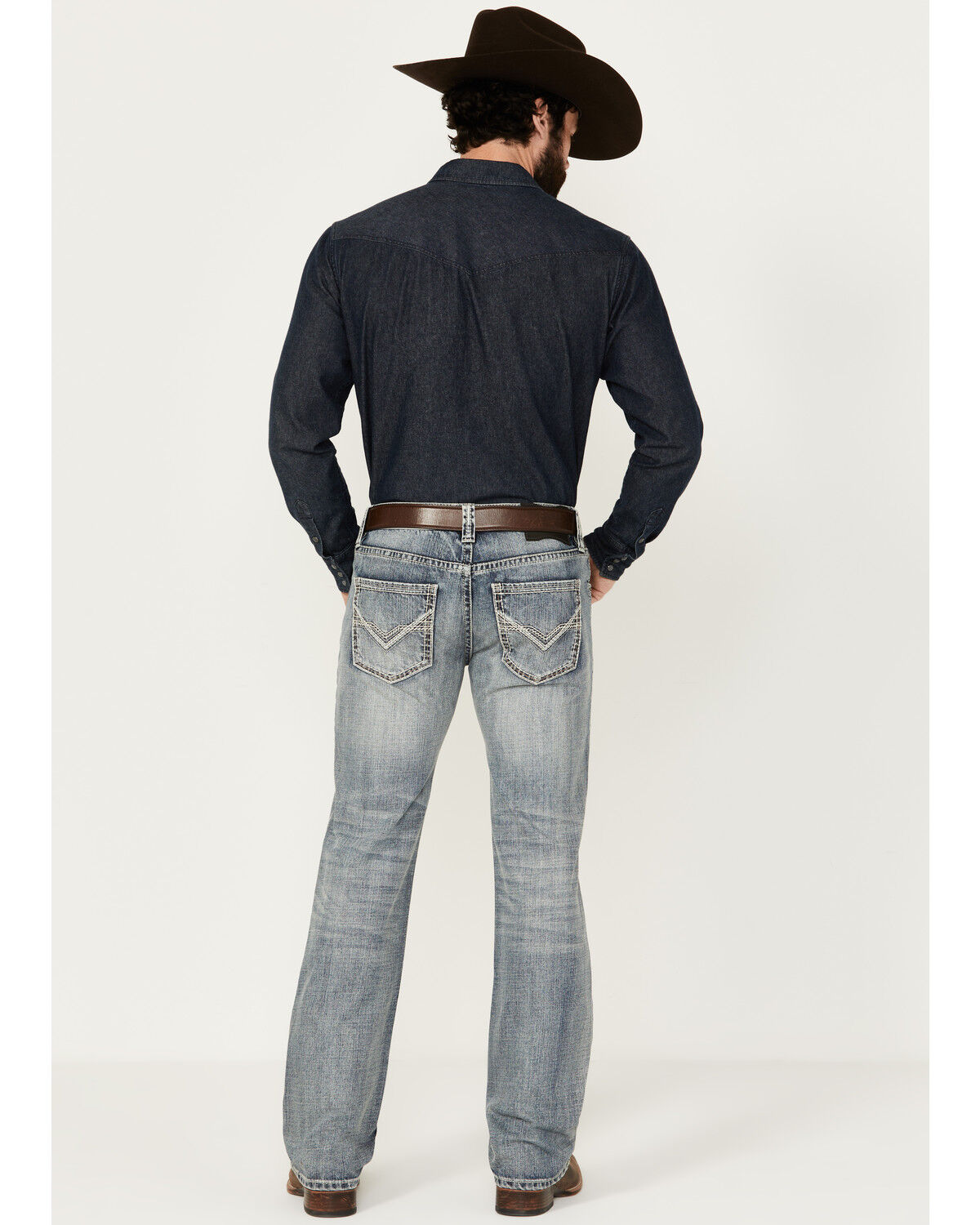 Image #3 - Rock & Roll Denim Men's Pistol Light Vintage Wash Stackable Bootcut Denim Jeans, Light Wash, hi-res