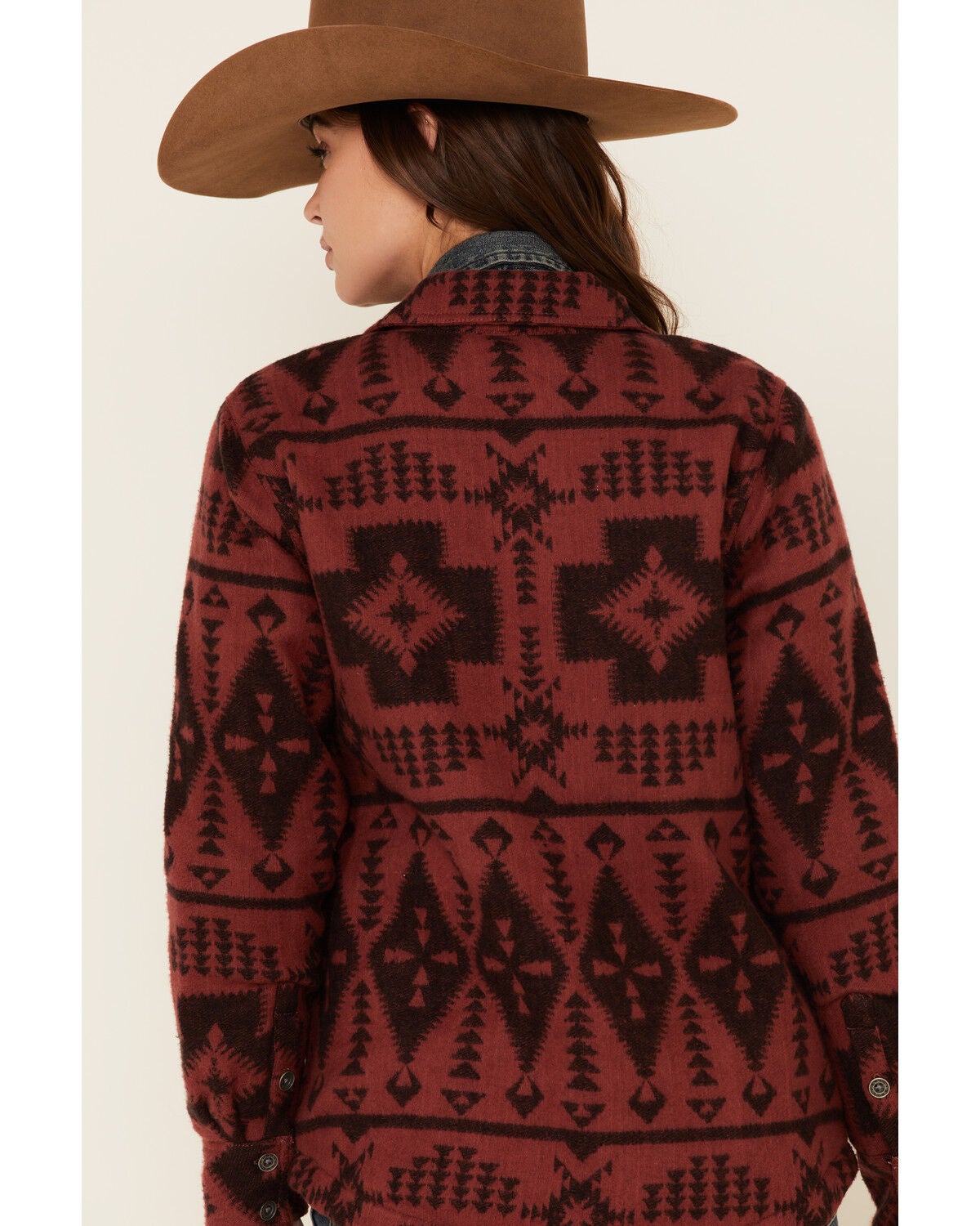 Image #5 - Ariat Women's R.E.A.L. Marsala Southwestern Print Shirt Jacket, Burgundy, hi-res