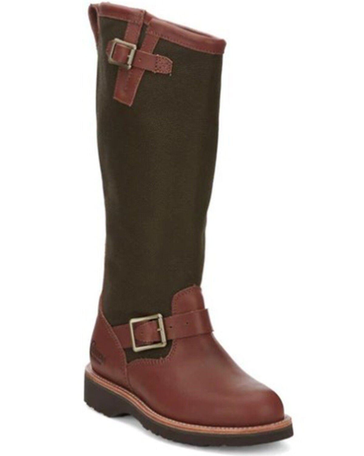 Chippewa Women's Snake Proof Pull On Leather Buckle Boot - Round Toe, Brown, hi-res