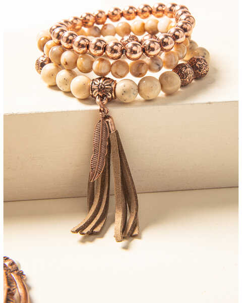 Image #3 - Shyanne Women's Desert Dreams Stretch Bead & Bangle Bracelet Set, Rust Copper, hi-res