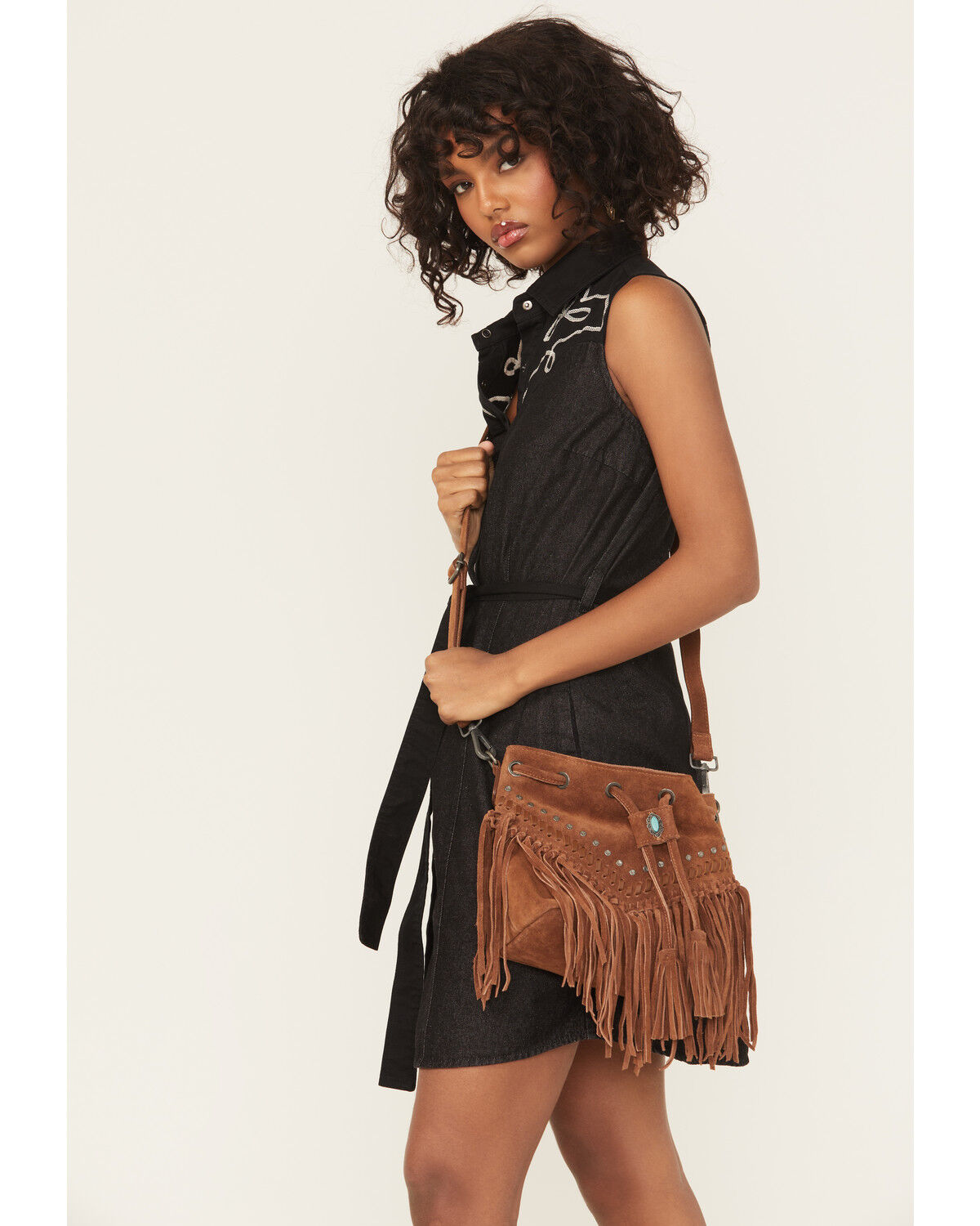 Image #1 - Shyanne Women's Danica Suede Fringe Crossbody Bag, Brown, hi-res