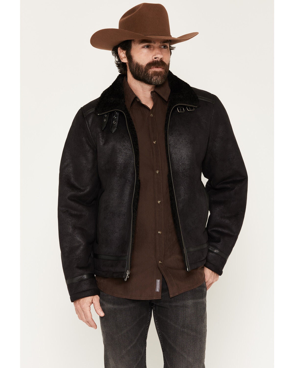 Image #1 - Moonshine Spirit&reg; Men's Faux Shearling Sherpa Lined Jacket, Black, hi-res