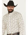Image #2 - RANK 45® Men's Centralia Medal Geo Print Long Sleeve Button-Down Stretch Western Shirt, White, hi-res