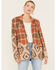 Image #1 - Miss Me Women's Plaid Southwestern Print Blazer , Dark Orange, hi-res