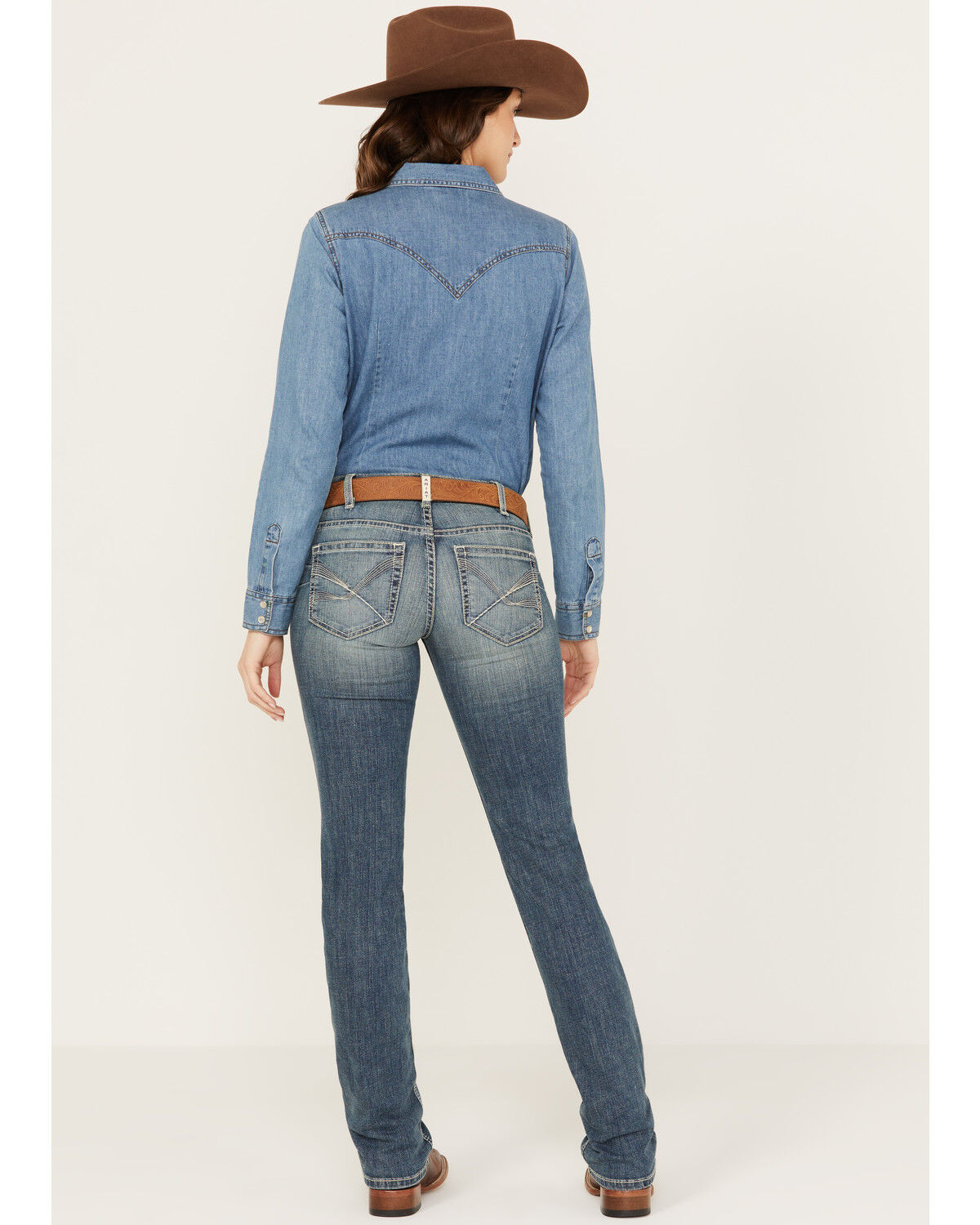 Image #3 - Ariat Women's Medium Wash Mid Rise Michela Straight Stretch Jeans, Medium Wash, hi-res