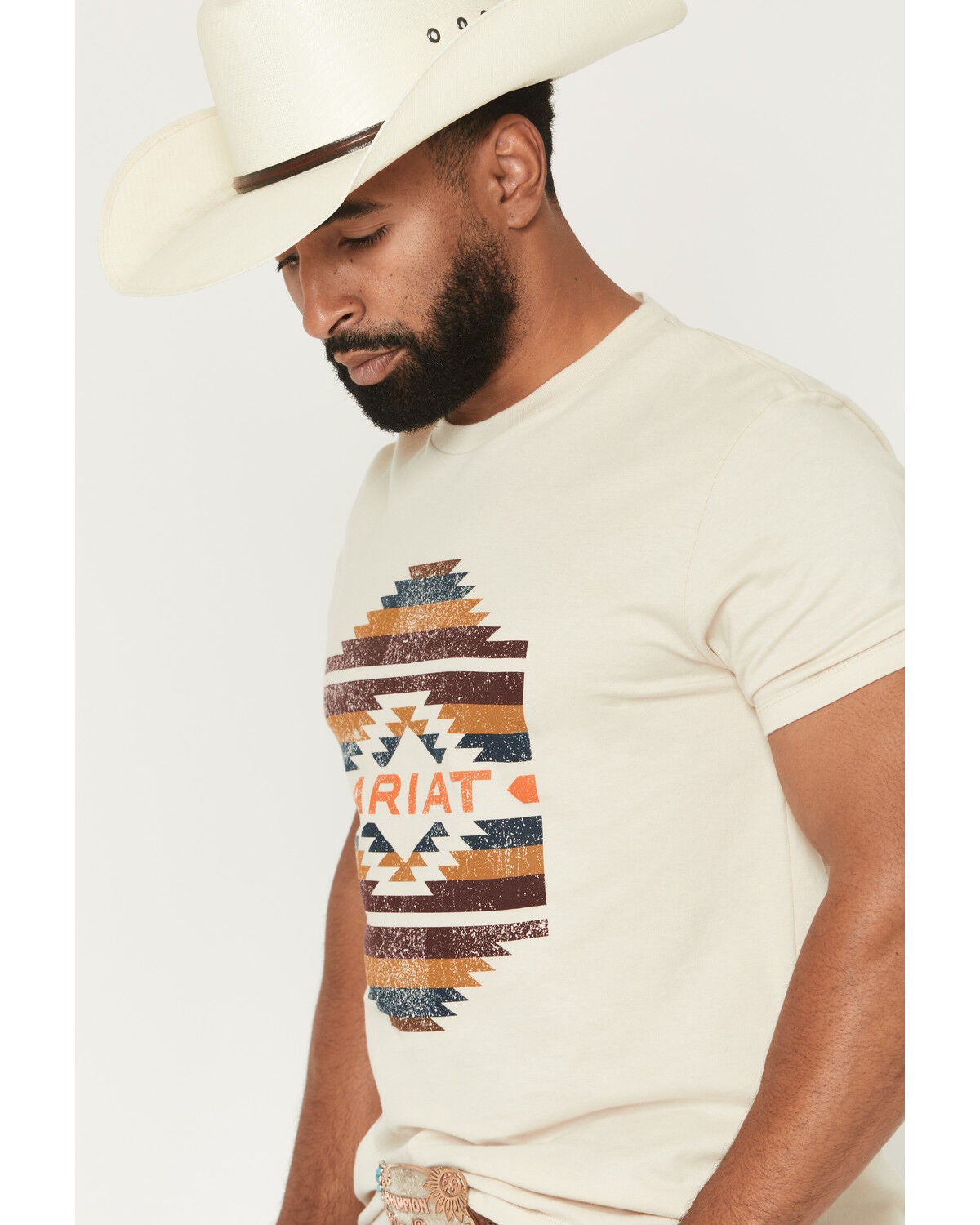 Image #2 - Ariat Men's Zapoteco Geo Print Short Sleeve Graphic T-Shirt, Natural, hi-res