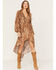 Image #1 - Shyanne Women's Snake Print Ruffle Dress, Taupe, hi-res