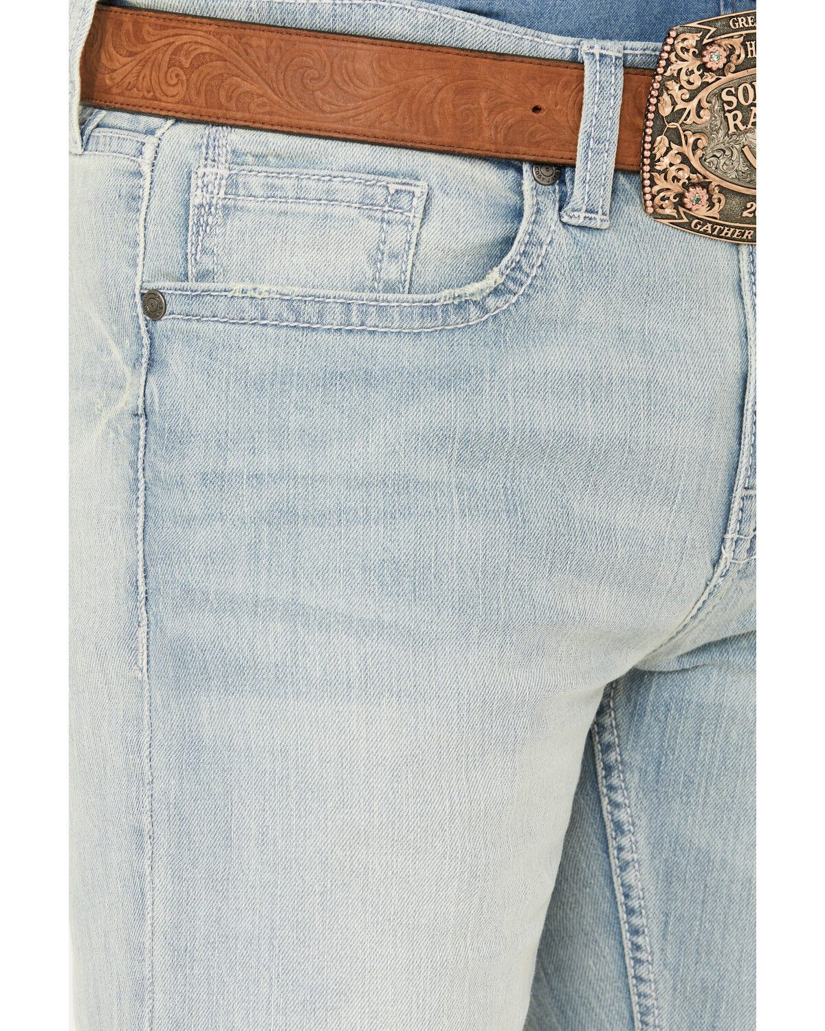 Image #2 - Cody James Men's Pioneer Light Wash Slim Bootcut Stretch Denim Jeans, Light Wash, hi-res