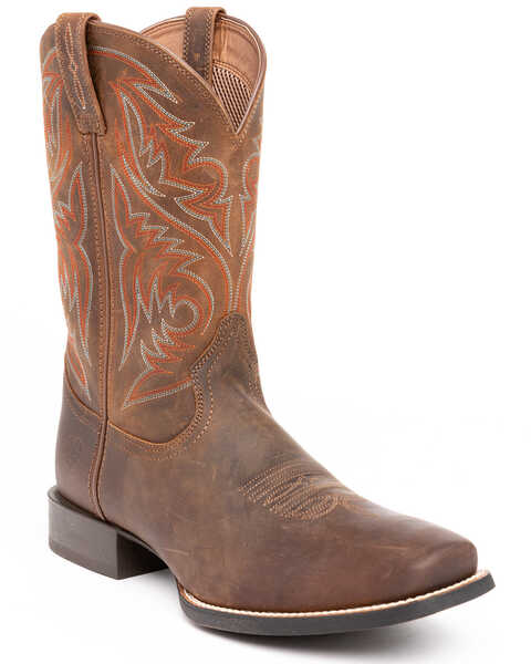 Ariat Powder Brown Sport Herdsman Cowboy Boots - Square Toe, Brown, hi-res