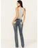 Image #1 - Grace in LA Women's Medium Wash Mid Rise Geometric Bird Bootcut Jeans, Medium Wash, hi-res