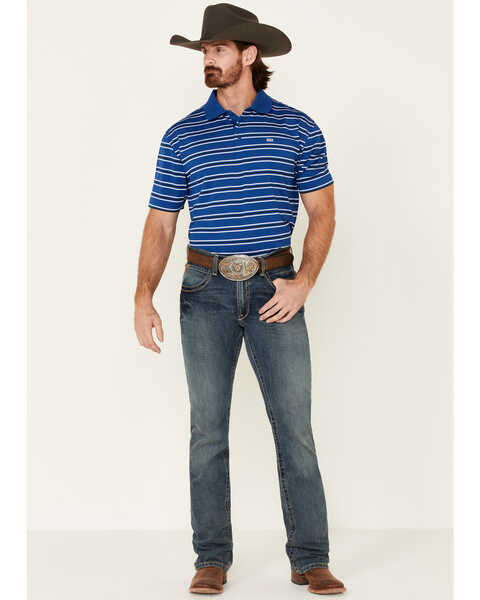 Wrangler 20X Men's Striped Short Sleeve Performance Polo Shirt , Blue, hi-res