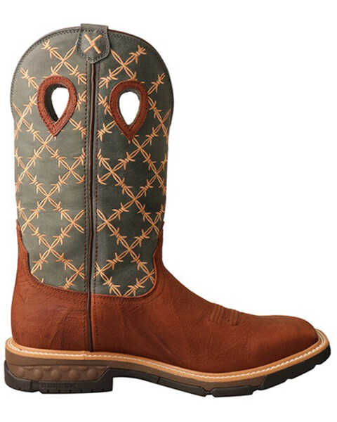 Image #2 - Twisted X Men's Barbed Wire Western Work Boots - Soft Toe, Brown, hi-res