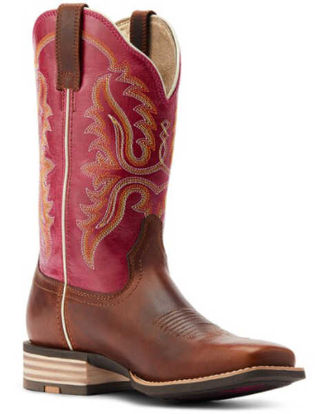 Ariat Women's Olena Western Boots - Broad Square Toe, Brown, hi-res