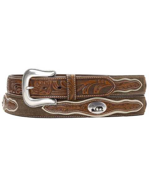 Image #1 - Nocona Cowboy Prayer Concho Tooled Billets Belt, Tan, hi-res