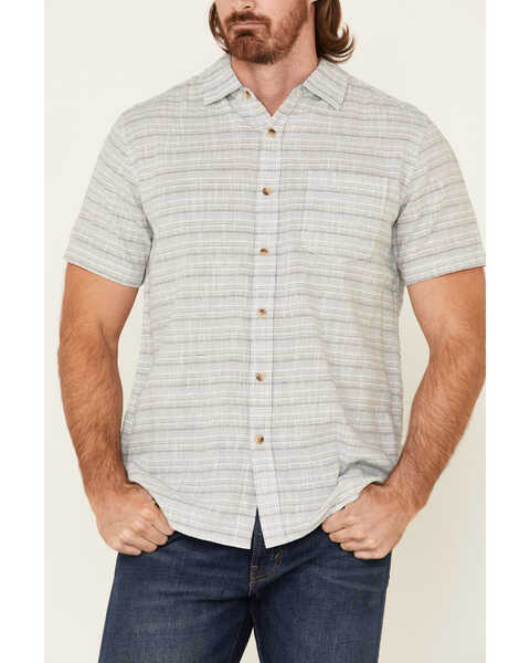 Image #3 - North River Men's Horizontal Stripe Short Sleeve Button Down Western Shirt , Natural, hi-res