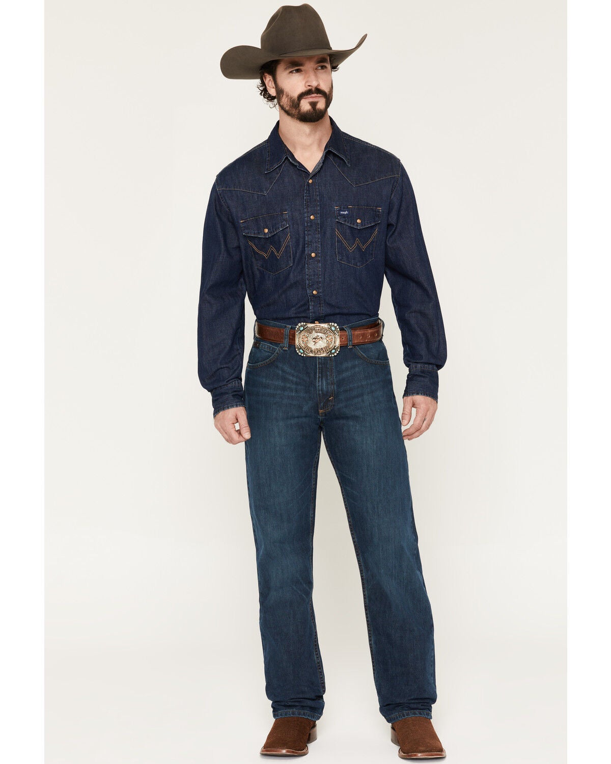 Image #1 - Wrangler 20X Men's 01MWX Dark Wash Competition Relaxed Bootcut Jeans, Vintage Blue, hi-res