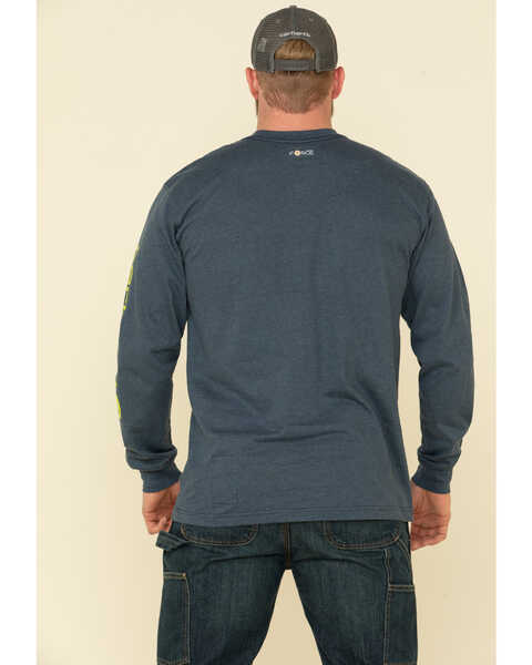 Image #2 - Carhartt Men's M-FR Midweight Signature Logo Long Sleeve Work Shirt, Navy, hi-res