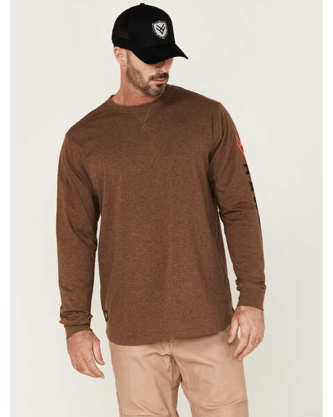 Hawx Men's Logo Graphic Long Sleeve Work T-Shirt, Dark Brown, hi-res