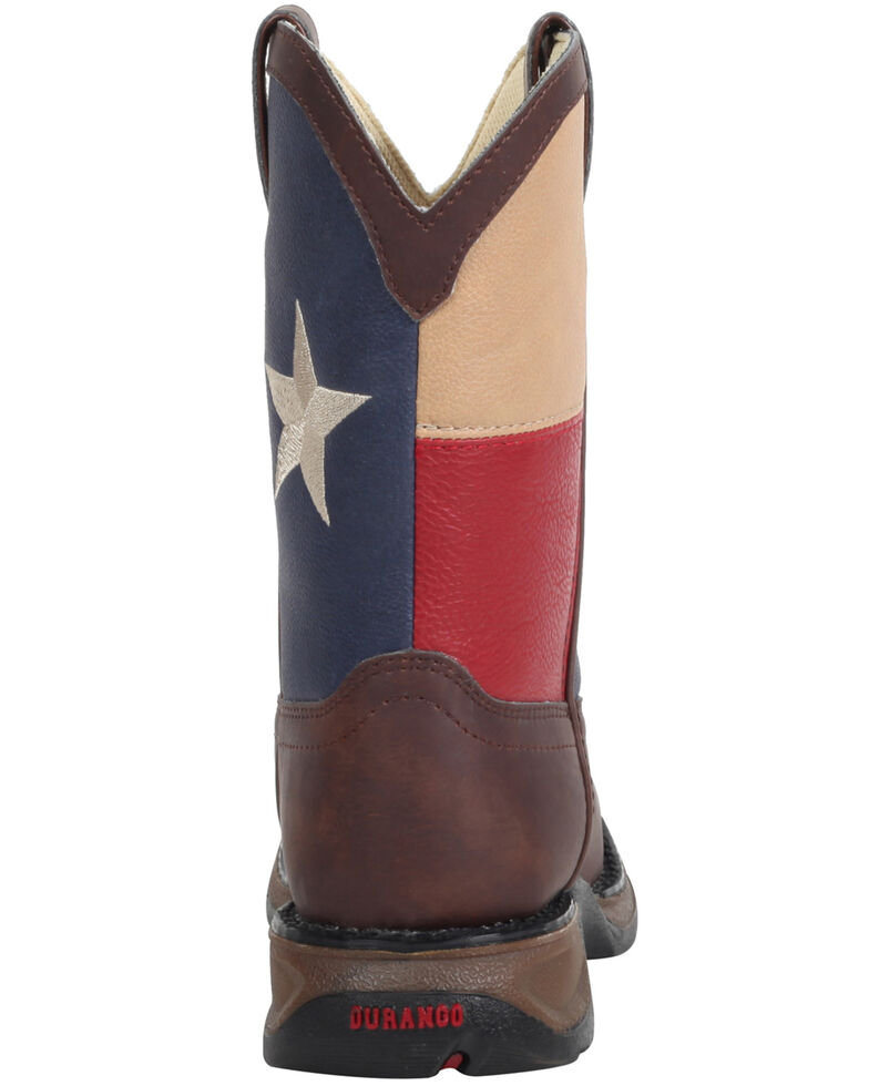 Durango Boys' Texas Flag Western Boots - Square toe, Brown, hi-res