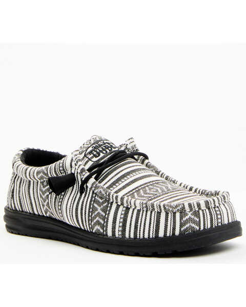 HEYDUDE Men's Wally Serape Print Casual Shoes - Moc Toe, Black/white, hi-res