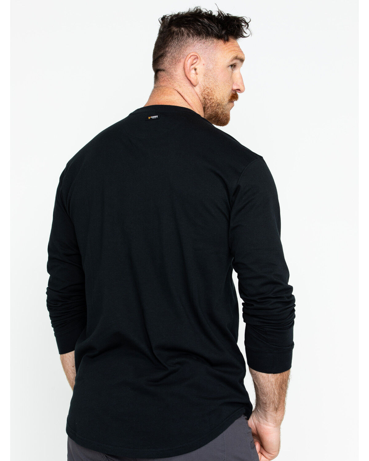 Image #2 - Hawx Men's Logo Crew Long Sleeve Work T-Shirt, Black, hi-res