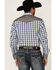 Image #4 - Roper Men's Checkered Embroidered Plaid Print Long Sleeve Pearl Snap Western Shirt, Blue, hi-res