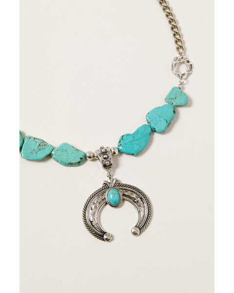 Image #1 - Shyanne Women's Midnight Sky Squash Blossom Turquoise Stone Necklace, Silver, hi-res