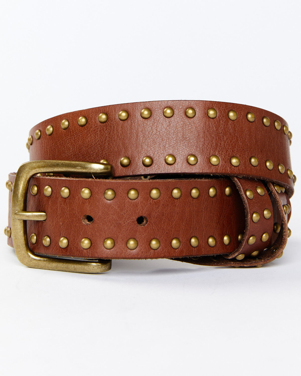Image #1 - Cleo + Wolf Women's Studded Criss-Cross Keeper Vintage Belt, Medium Brown, hi-res