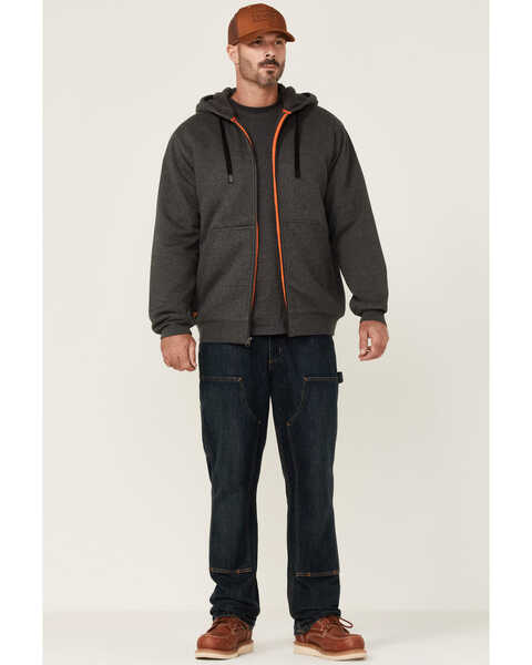 Image #2 - Hawx Men's Charcoal Sherpa-Lined Zip-Front Hooded Work Jacket , Charcoal, hi-res